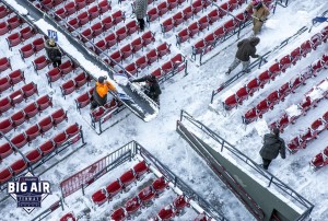 Workers removing snow