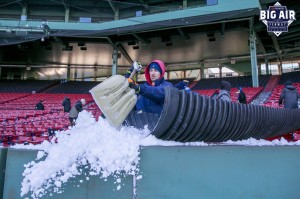 Workers with snow